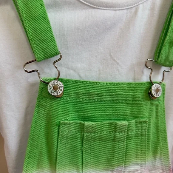 NWOT Girls Watermelon Overall Shorts With White Tee Set Size 6 / XL - Picture 3 of 12